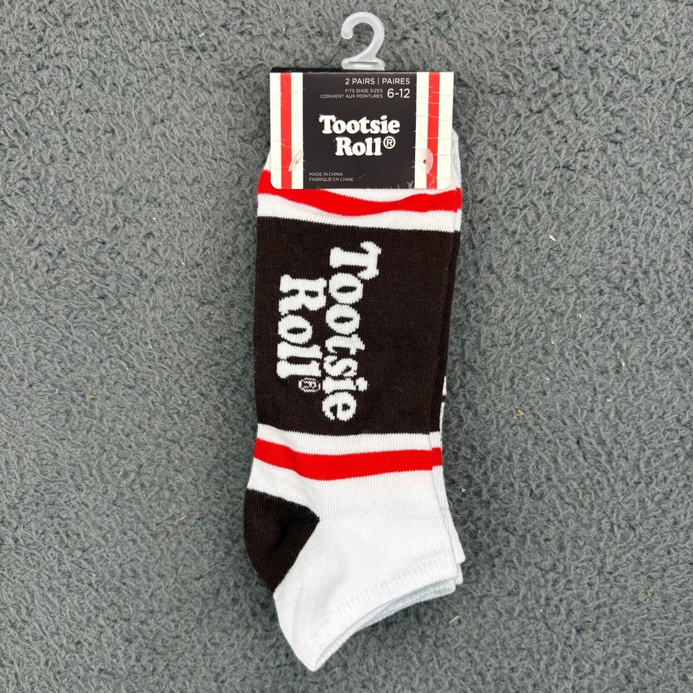 Tootsie Roll 2 Pack Ankle Socks Mens Shoe Size 6-12 Brown White Red NEW‎